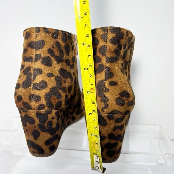 Mata Vegan Suede Ankle Boots Brown Black Animal Print Side Zip Womens size 7.5 - Picture 6 of 8